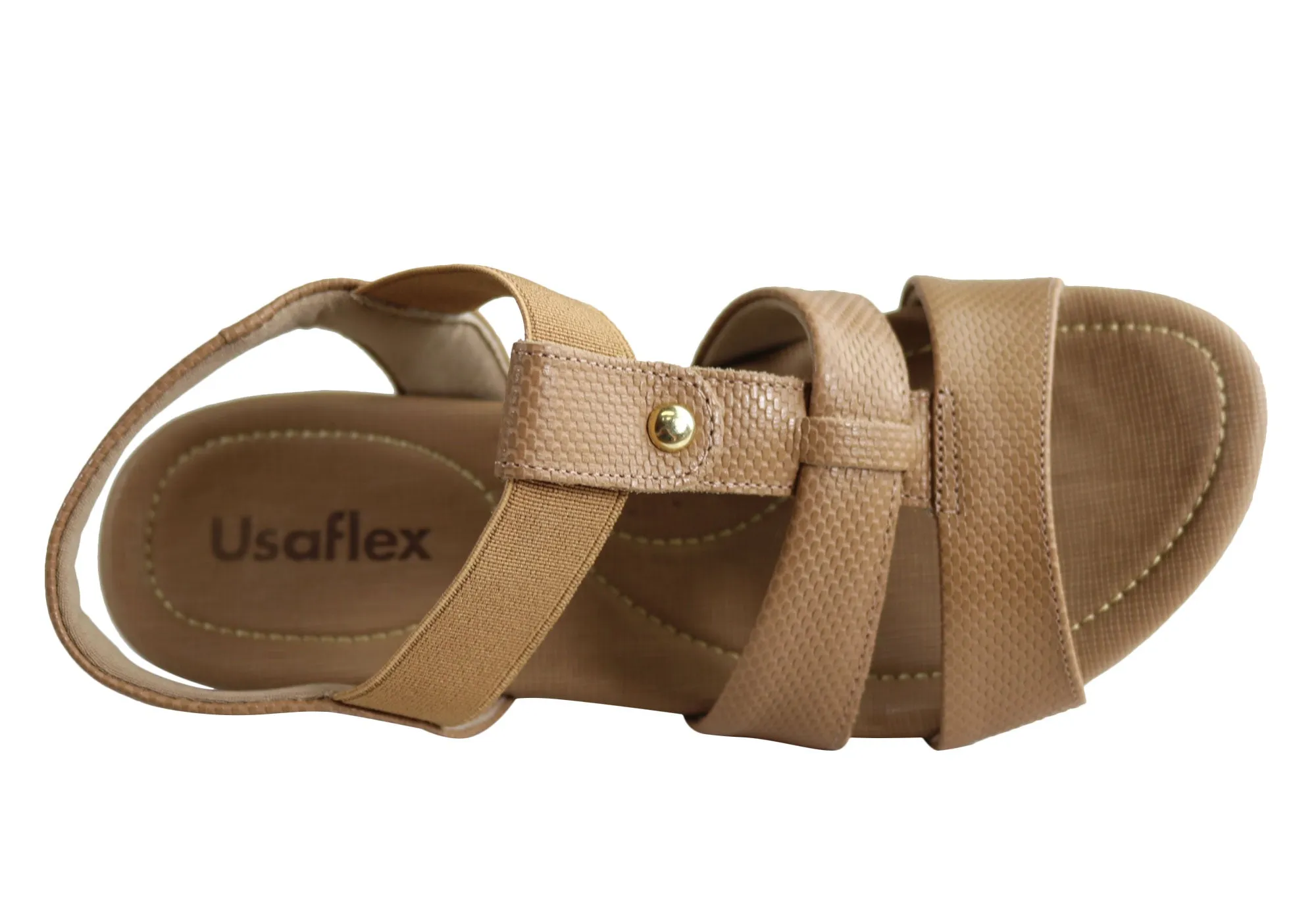 Usaflex Ventura Womens Comfy Cushioned Leather Sandals Made In Brazil