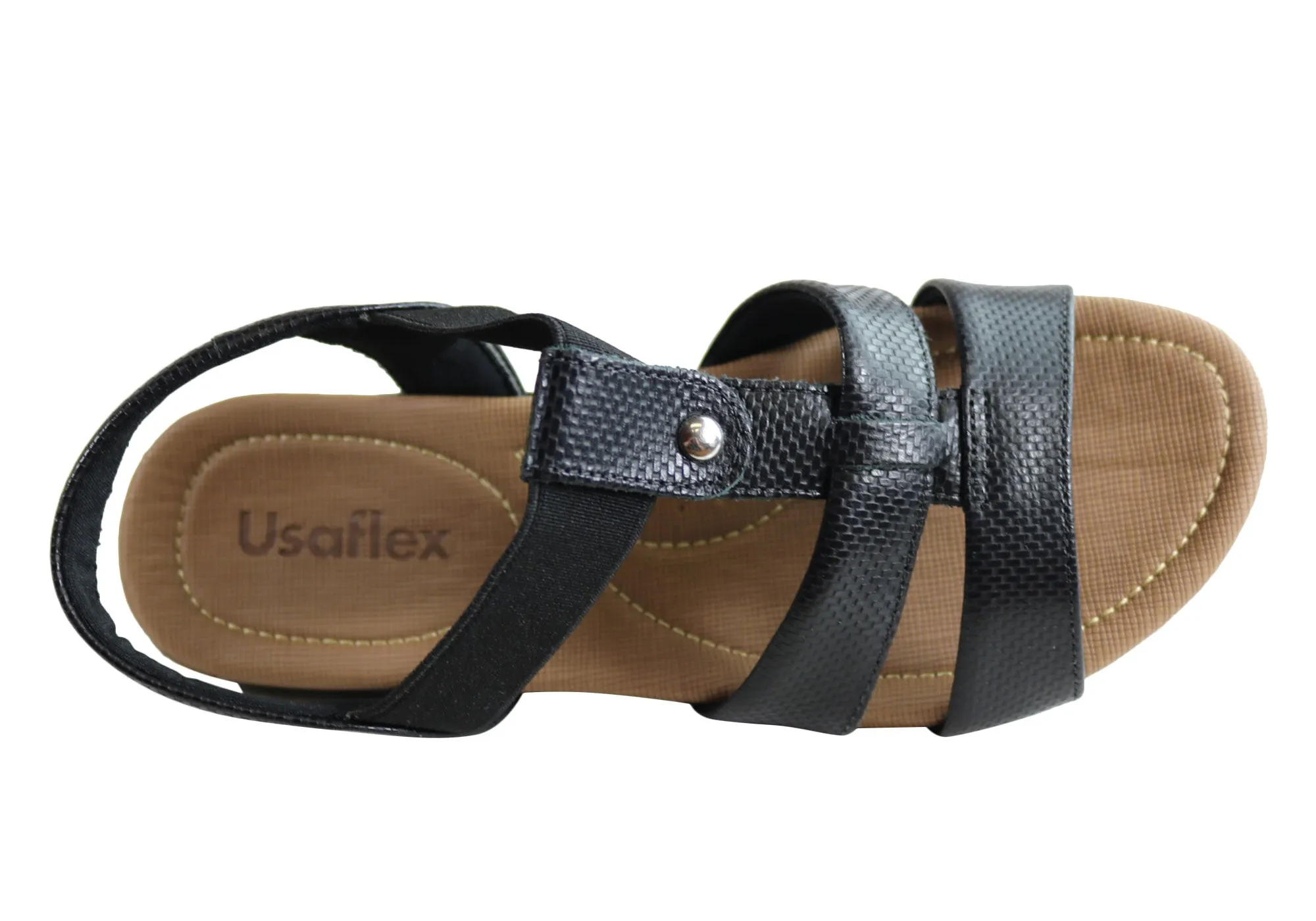 Usaflex Ventura Womens Comfy Cushioned Leather Sandals Made In Brazil