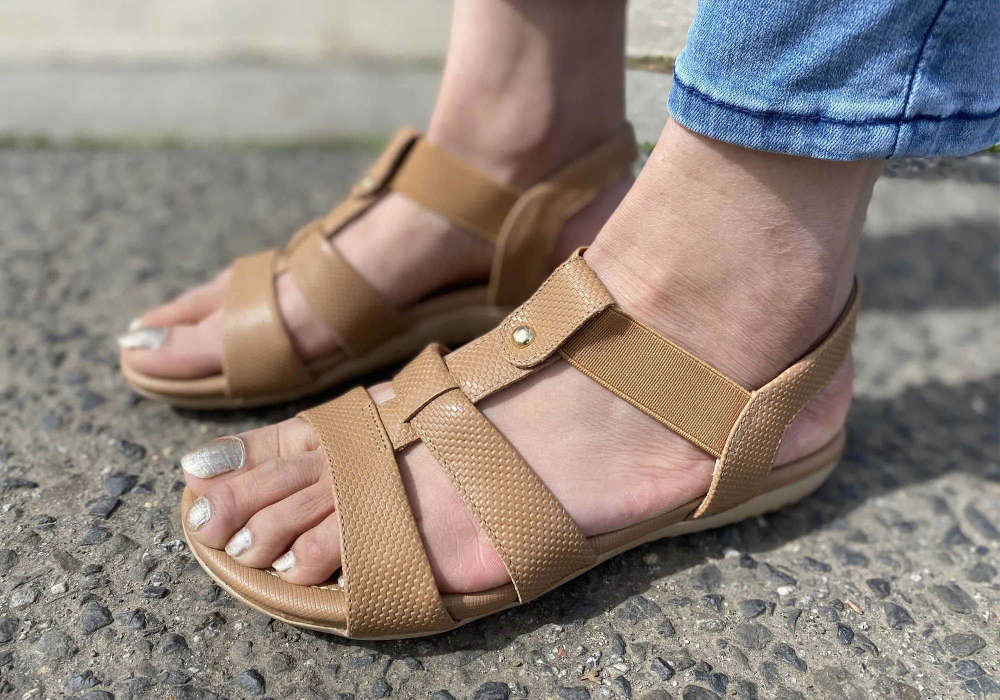 Usaflex Ventura Womens Comfy Cushioned Leather Sandals Made In Brazil