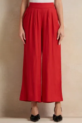 Women Red Relaxed Trousers