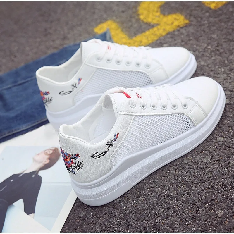 Women's Summer Breathable Mesh Embroidered Sneakers