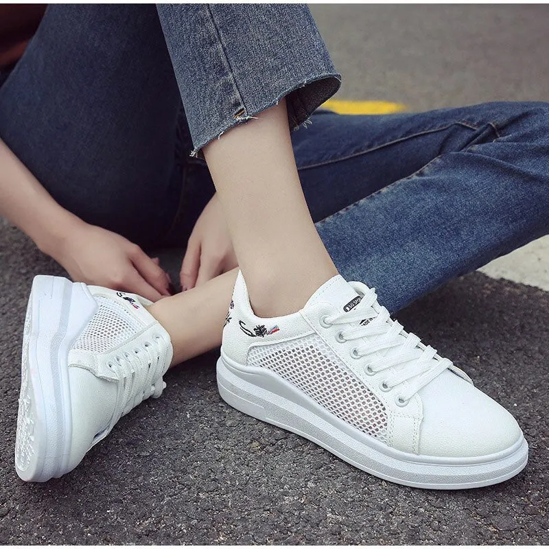 Women's Summer Breathable Mesh Embroidered Sneakers