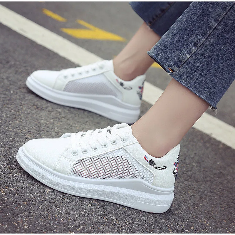 Women's Summer Breathable Mesh Embroidered Sneakers