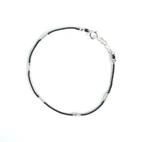 Wrapped Wire Silk Bracelet | Black, Silver