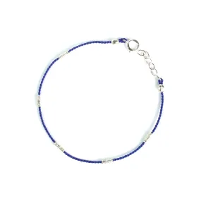 Wrapped Wire Silk Bracelet | Blue, Silver